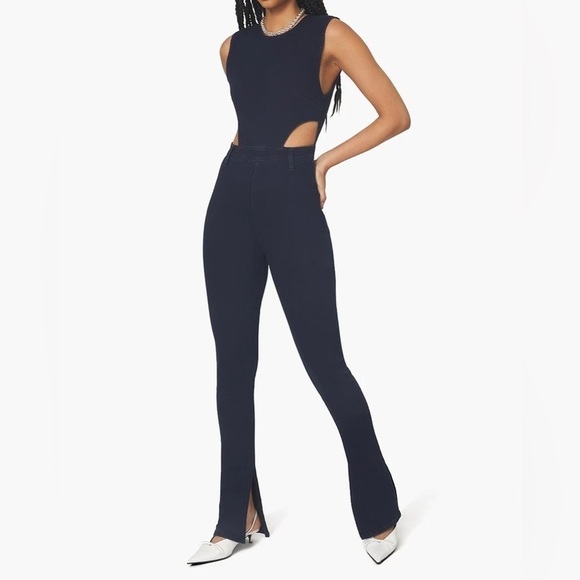 WeWoreWhat Cutout Slit Stretch Denim Jumpsuit - Picture 1 of 16